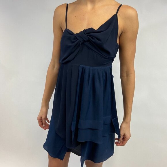 MM Couture Navy Two-Tone Spaghetti Strap Cocktail Dress, Small - Picture 3 of 15